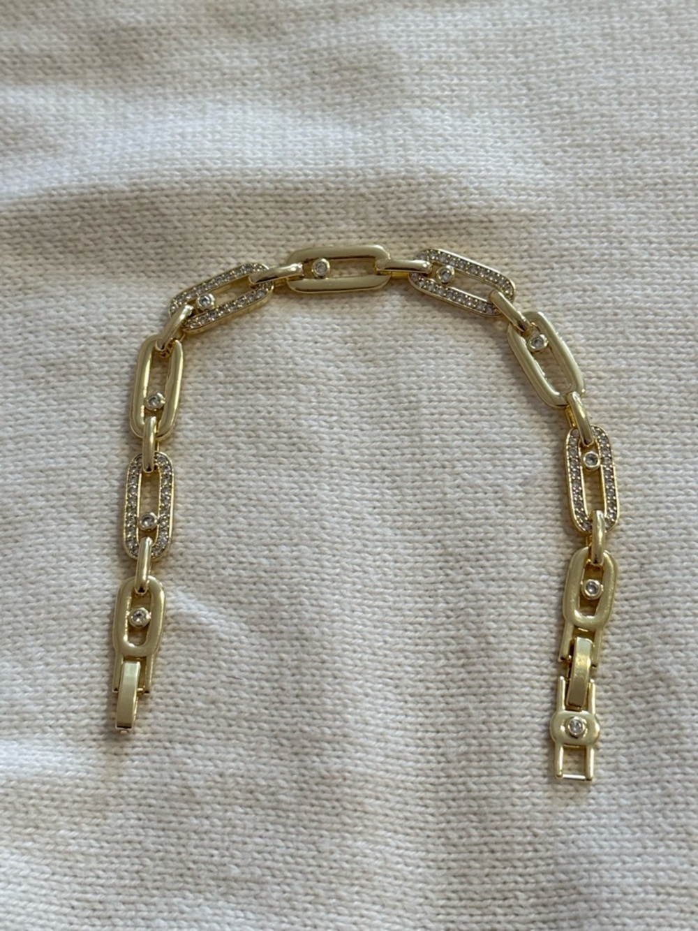 Gold Link Bracelet with Crystal Accents - Women
